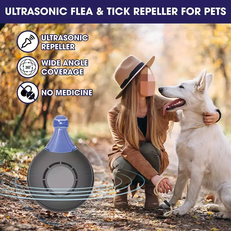 Ultrasonic Flea & Tick Repeller for Pets - Dog Flea & Tick Control the Flea Collar Will Protect Your Pets Automatically