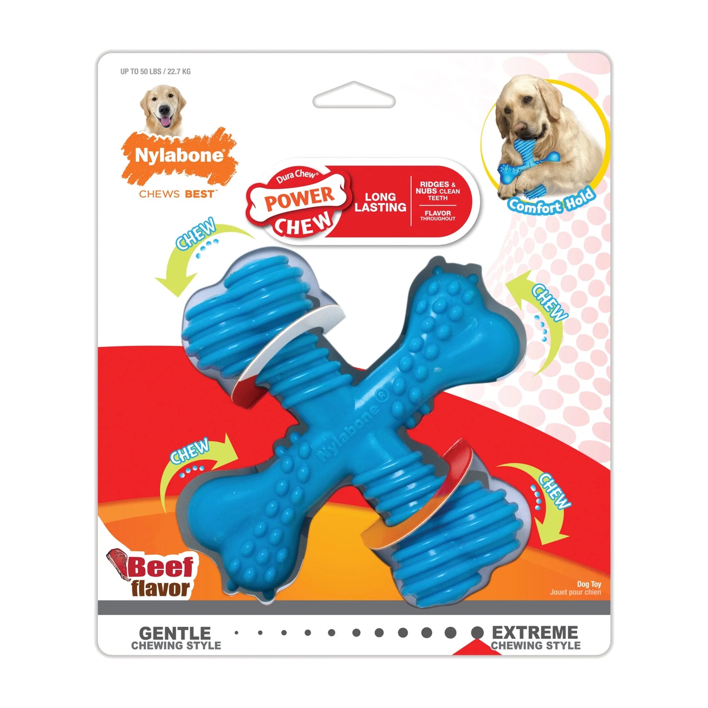 Power Chew Dura Chew X Bone Dog Chew Toy, Beef
