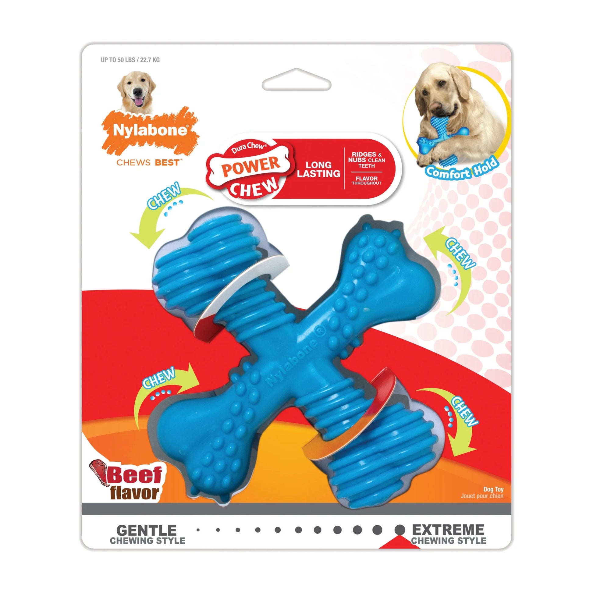 Power Chew Dura Chew X Bone Dog Chew Toy, Beef