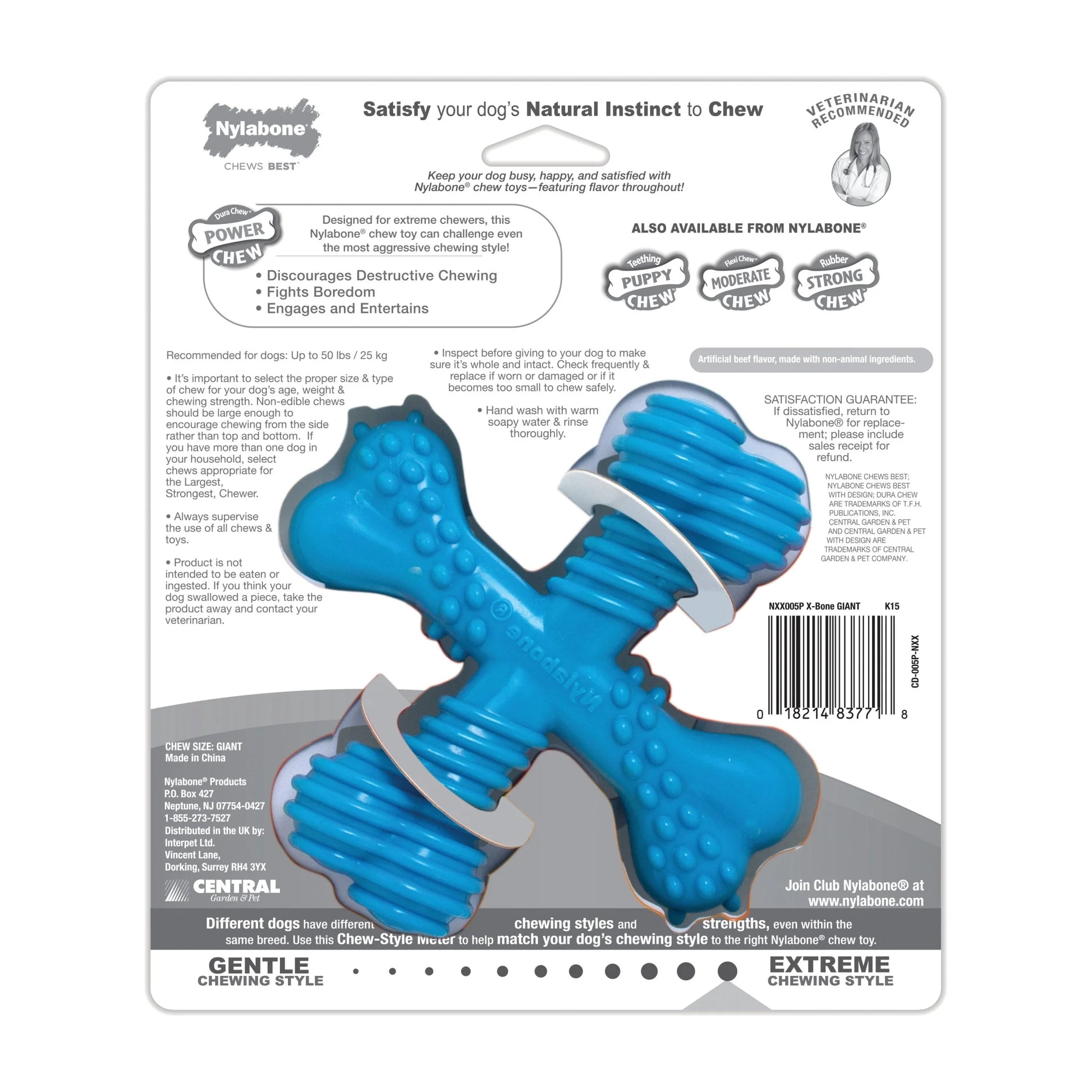Power Chew Dura Chew X Bone Dog Chew Toy, Beef